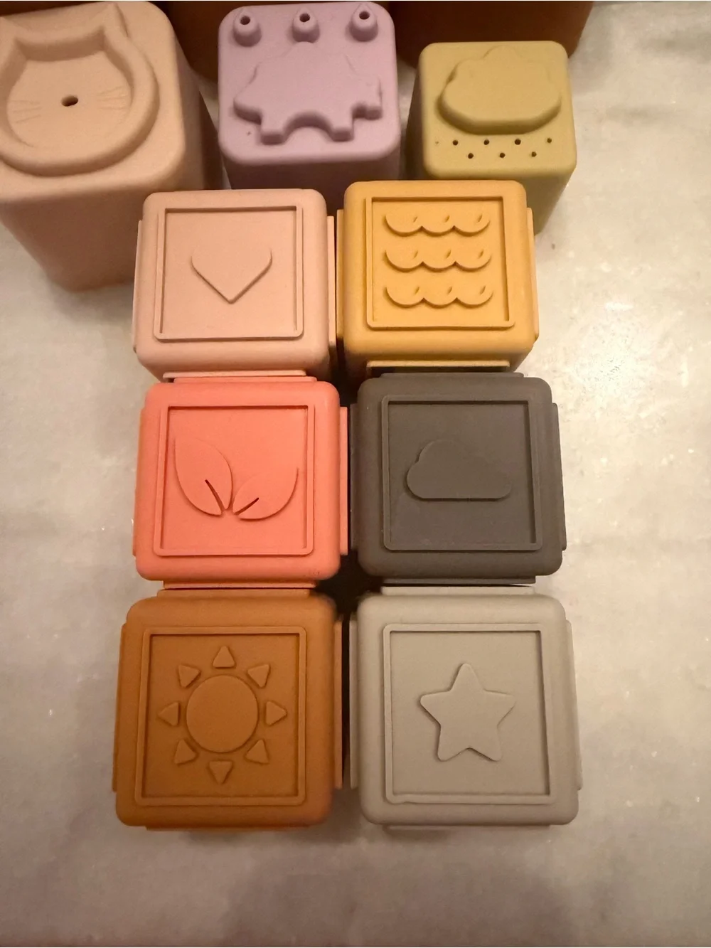 Neutral Pastel Silicone Stacking & ABC Blocks Set - Unbranded